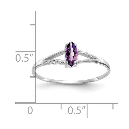 14k White Gold 6x3 Marquise Amethyst Birthstone Ring