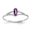14k White Gold 6x3 Marquise Amethyst Birthstone Ring