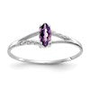 14k White Gold 6x3 Marquise Amethyst Birthstone Ring