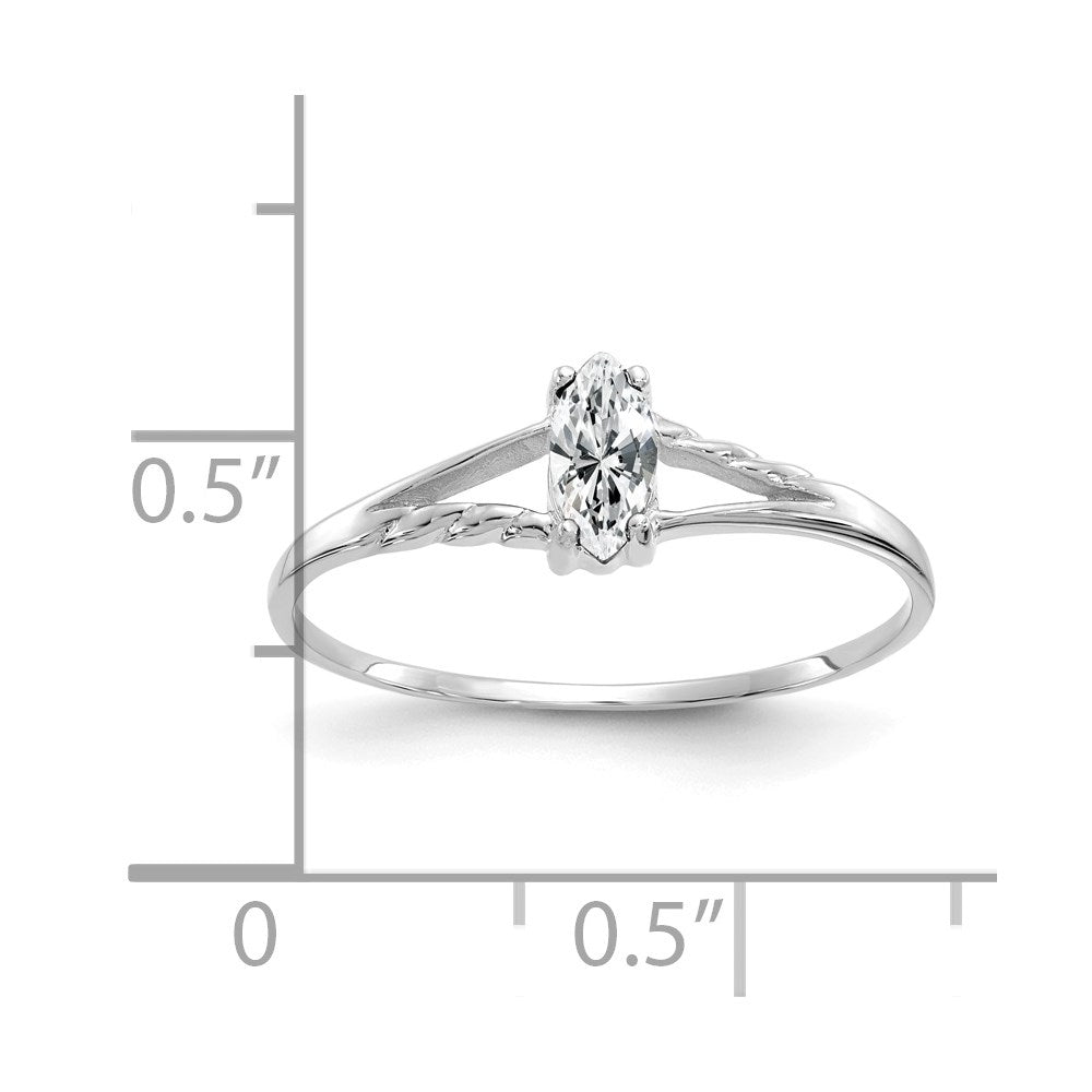 14k White Gold 6x3 Marquise White Topaz Birthstone Ring