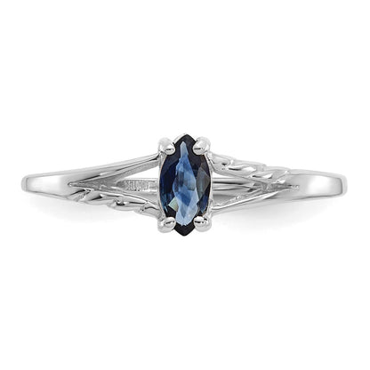 14k White Gold 6x3 Marquise Sapphire Birthstone Ring