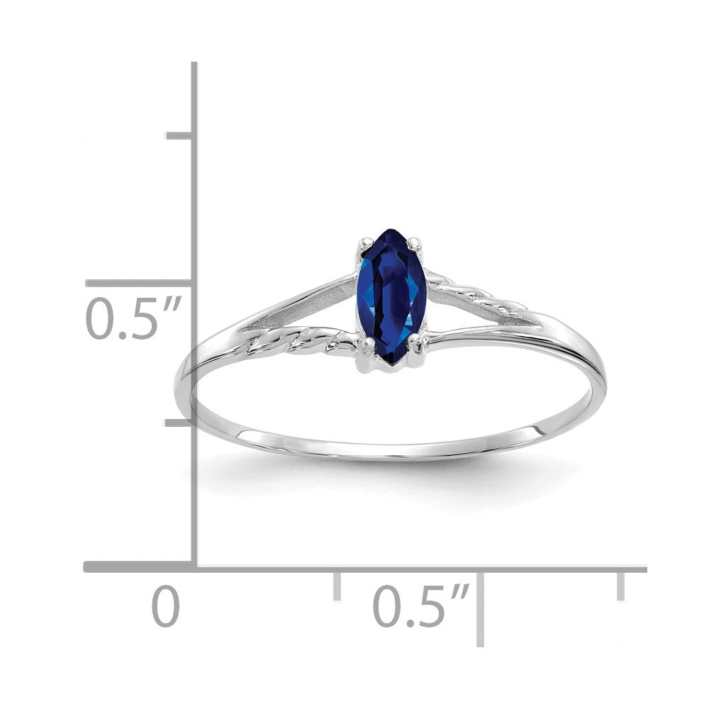 14k White Gold 6x3 Marquise Sapphire Birthstone Ring