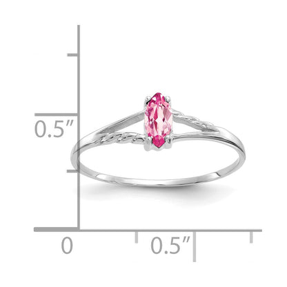 14k White Gold 6x3 Marquise Pink Tourmaline Birthstone Ring