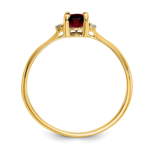 14k Diamond and 6x4 Oval Garnet Birthstone Ring