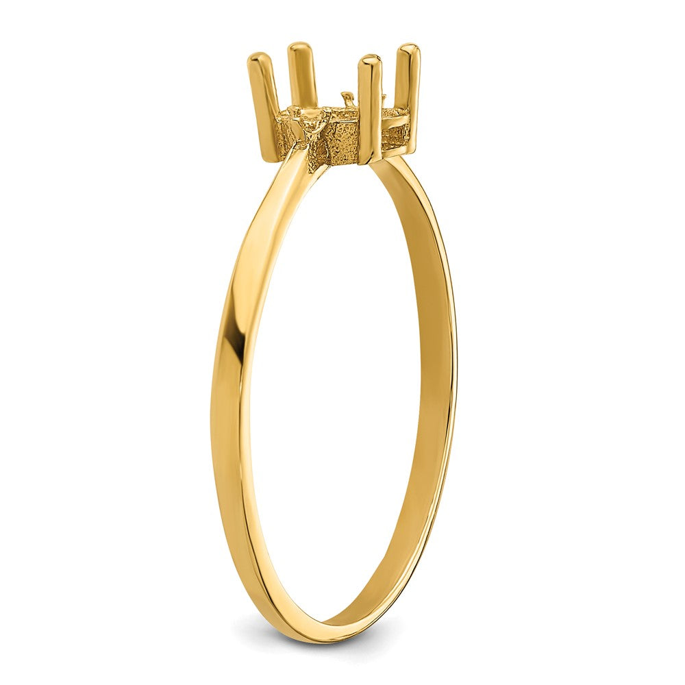 14k Diamond and 6x4 Oval Birthstone Ring Mounting