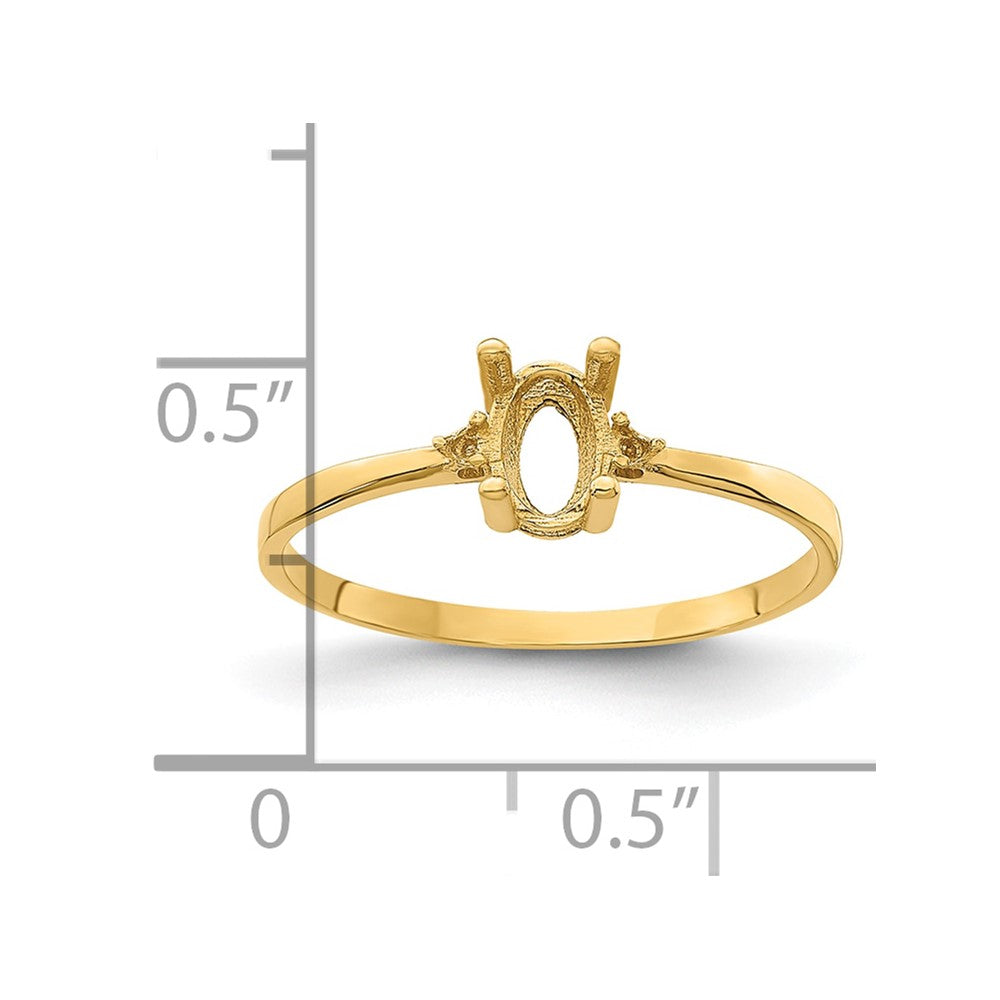 14k Diamond and 6x4 Oval Birthstone Ring Mounting