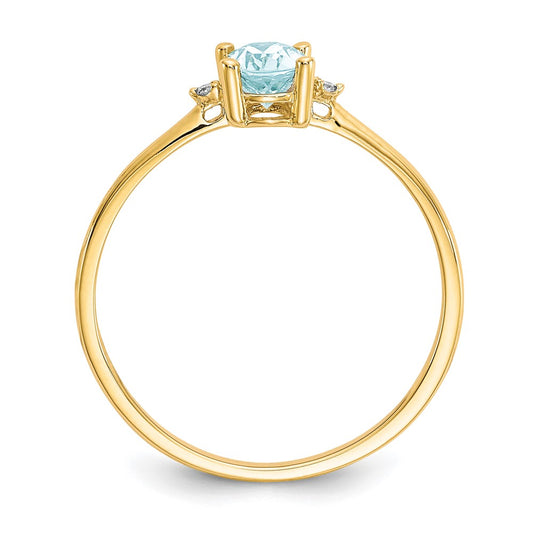 14k Diamond and 6x4 Oval Aquamarine Birthstone Ring