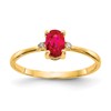 14k Diamond and 6x4 Oval Ruby Birthstone Ring
