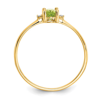 14k Diamond and 6x4 Oval Peridot Birthstone Ring