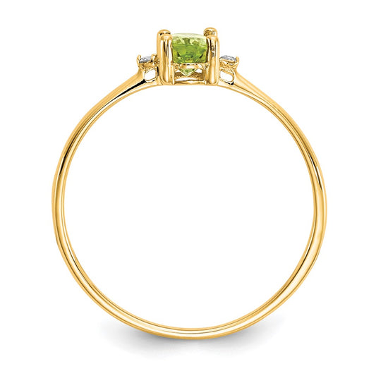14k Diamond and 6x4 Oval Peridot Birthstone Ring