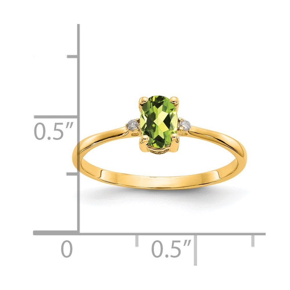 14k Diamond and 6x4 Oval Peridot Birthstone Ring