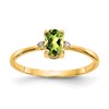 14k Diamond and 6x4 Oval Peridot Birthstone Ring