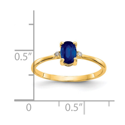 14k Diamond and 6x4 Oval Sapphire Birthstone Ring