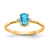 14k Diamond and 6x4 Oval Blue Topaz Birthstone Ring