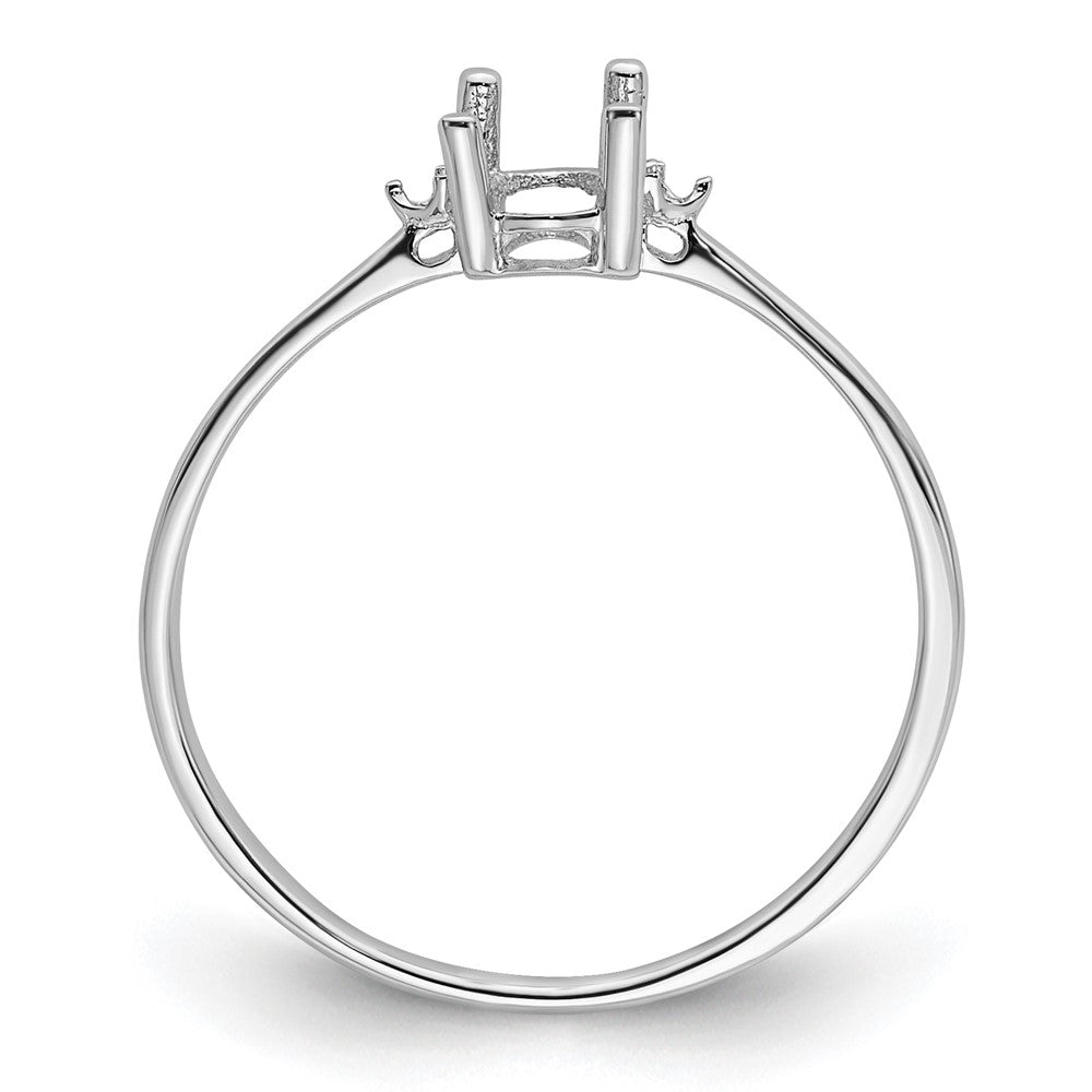 14k White Gold Diamond and 6x4 Oval Birthstone Ring Mounting