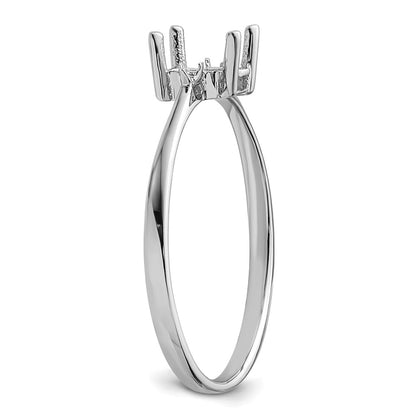 14k White Gold Diamond and 6x4 Oval Birthstone Ring Mounting
