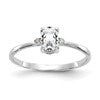 14k White Gold Diamond and 6x4 Oval White Topaz Birthstone Ring
