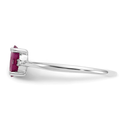 14k White Gold Diamond and 6x4 Oval Ruby Birthstone Ring