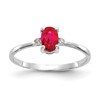 14k White Gold Diamond and 6x4 Oval Ruby Birthstone Ring
