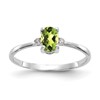 14k White Gold Diamond and 6x4 Oval Peridot Birthstone Ring