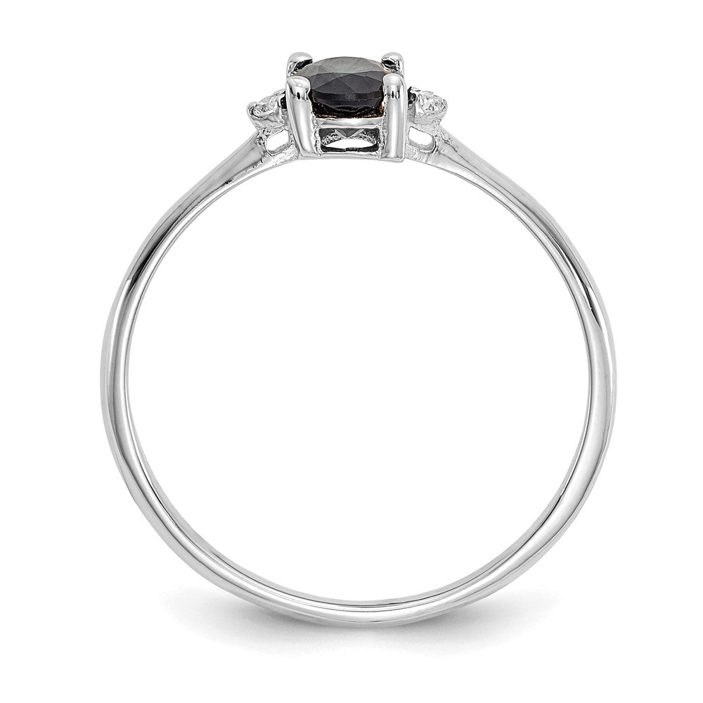 14k White Gold Diamond and 6x4 Oval Sapphire Birthstone Ring