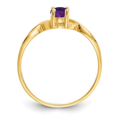 14k 6x4 Oval Amethyst Birthstone Ring