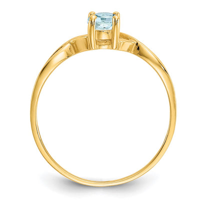 14k 6x4 Oval Aquamarine Birthstone Ring