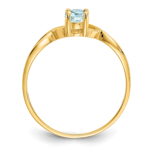14k 6x4 Oval Aquamarine Birthstone Ring