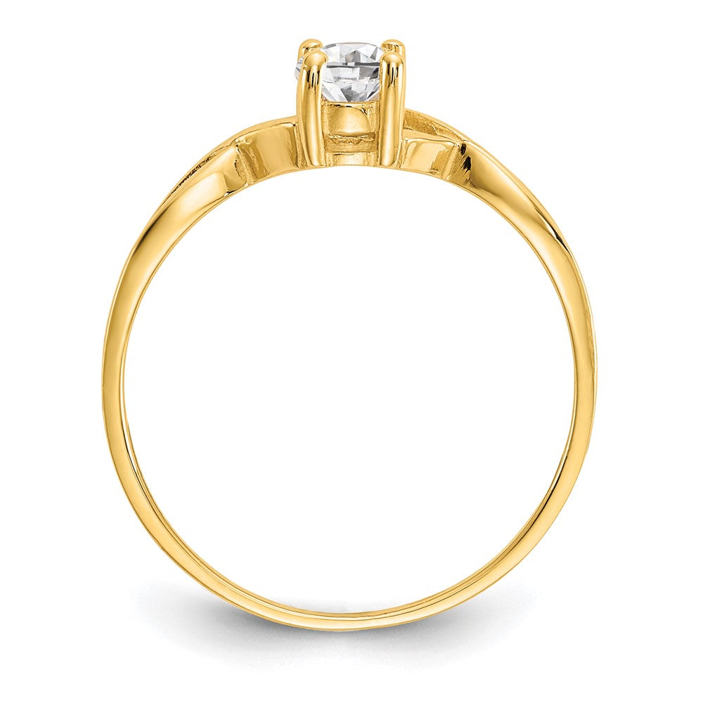 14k 6x4 Oval White Topaz Birthstone Ring