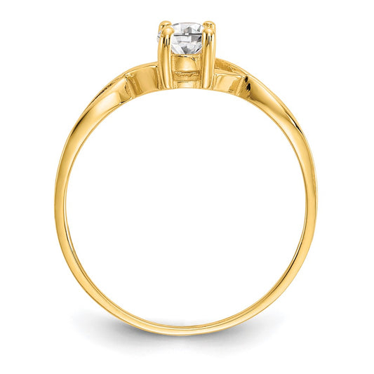 14k 6x4 Oval White Topaz Birthstone Ring