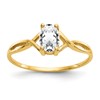 14k 6x4 Oval White Topaz Birthstone Ring