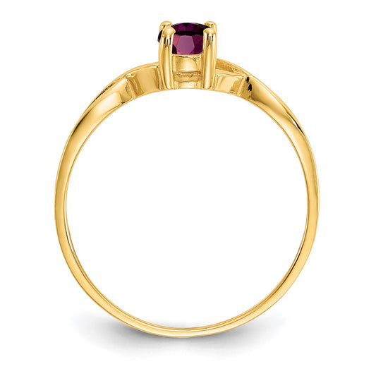 14k 6x4 Oval Rhodolite Garnet Birthstone Ring