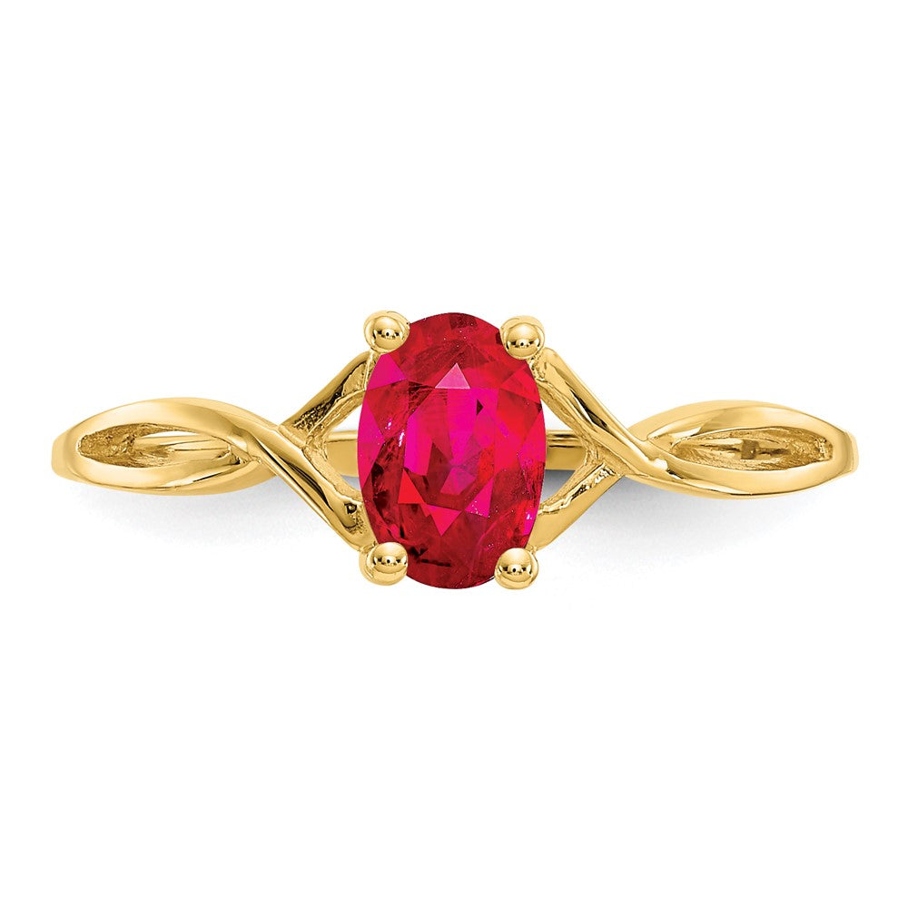14k 6x4 Oval Ruby Birthstone Ring