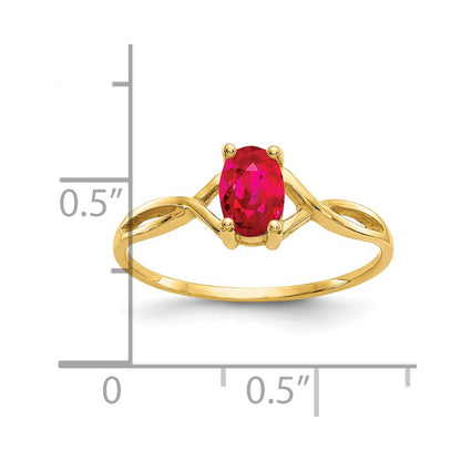 14k 6x4 Oval Ruby Birthstone Ring