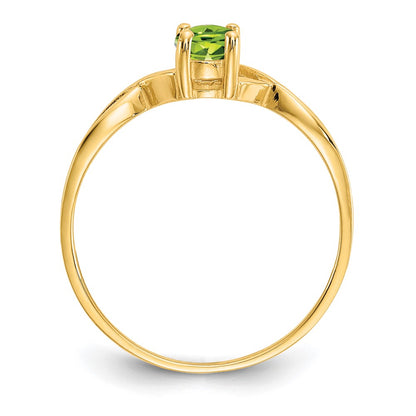 14k 6x4 Oval Peridot Birthstone Ring