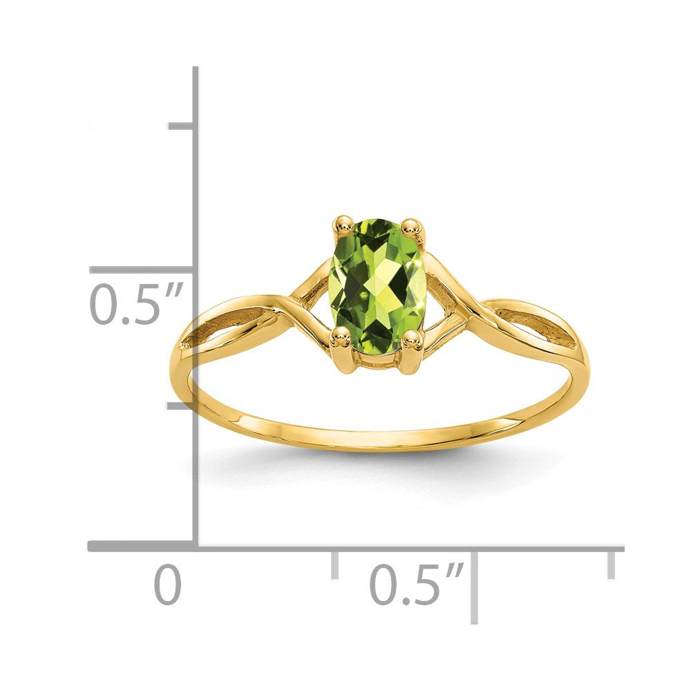 14k 6x4 Oval Peridot Birthstone Ring