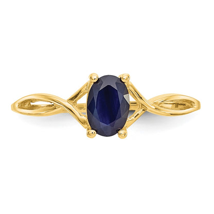 14k 6x4 Oval Sapphire Birthstone Ring