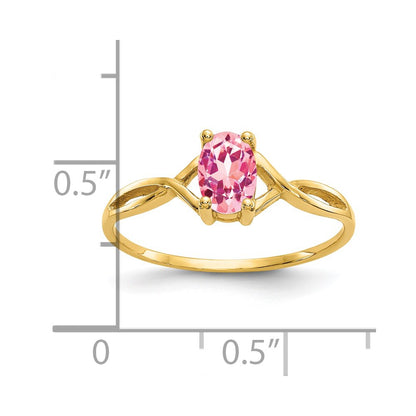 14k 6x4 Oval Pink Tourmaline Birthstone Ring