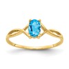 14k 6x4 Oval Blue Topaz Birthstone Ring