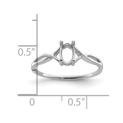 14k White Gold 6x4 Oval Birthstone Ring Mounting