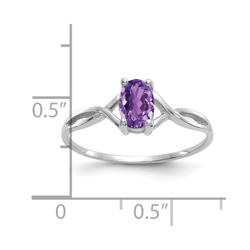 14k White Gold 6x4 Oval Amethyst Birthstone Ring