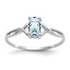 14k White Gold 6x4 Oval Aquamarine Birthstone Ring
