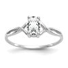 14k White Gold 6x4 Oval White Topaz Birthstone Ring