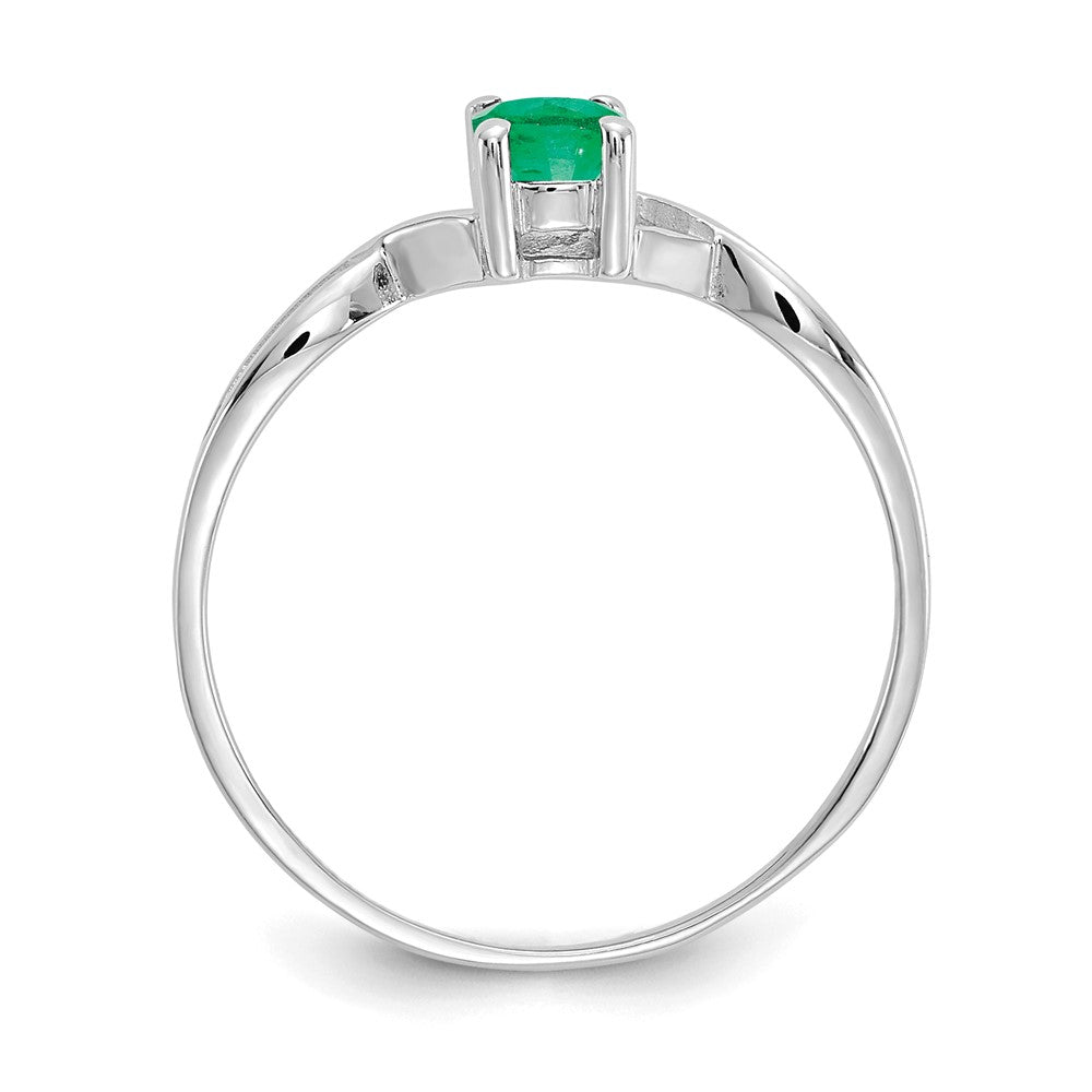 14k White Gold 6x4 Oval Emerald Birthstone Ring