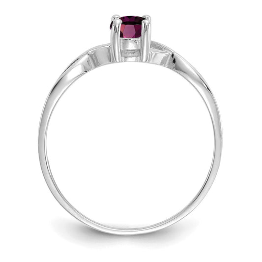 14k White Gold 6x4 Oval Rhodolite Garnet Birthstone Ring