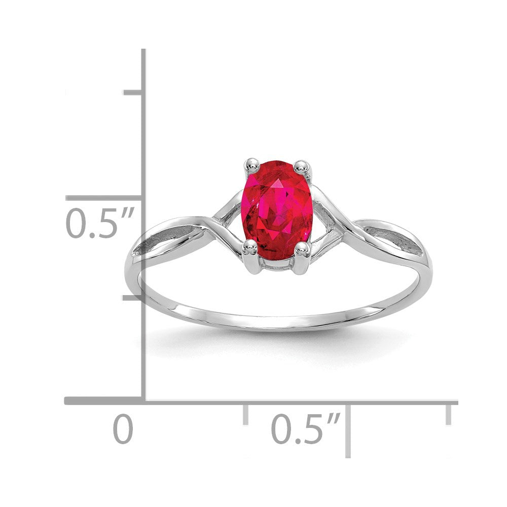 14k White Gold 6x4 Oval Ruby Birthstone Ring