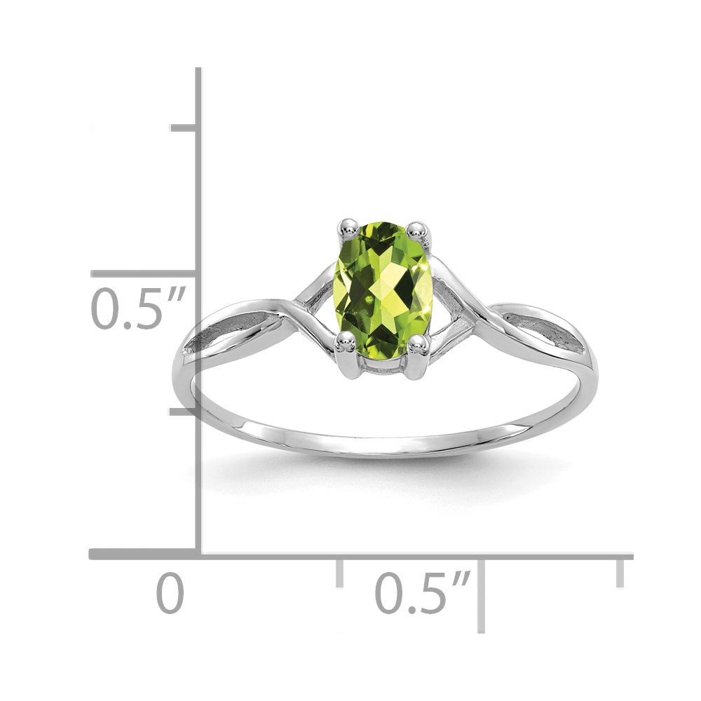 14k White Gold 6x4 Oval Peridot Birthstone Ring
