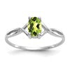 14k White Gold 6x4 Oval Peridot Birthstone Ring