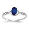 14k White Gold 6x4 Oval Sapphire Birthstone Ring