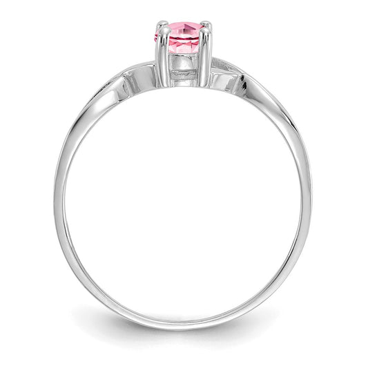 14k White Gold 6x4 Oval Pink Tourmaline Birthstone Ring
